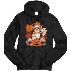 Cute Brussels Griffon Dog Cozy Scarf Autumn Halloween Coffee Tie Dye Hoodie