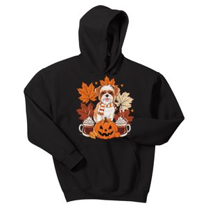 Cute Brussels Griffon Dog Cozy Scarf Autumn Halloween Coffee Kids Hoodie