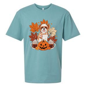 Cute Brussels Griffon Dog Cozy Scarf Autumn Halloween Coffee Sueded Cloud Jersey T-Shirt