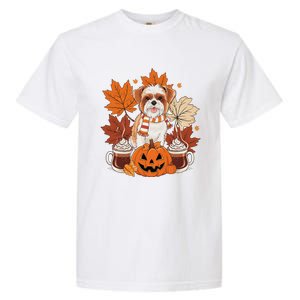 Cute Brussels Griffon Dog Cozy Scarf Autumn Halloween Coffee Garment-Dyed Heavyweight T-Shirt