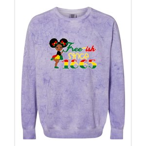 Cute Black Girl Juneteenth Freeish Since 1865 Black History Gift African Pride Colorblast Crewneck Sweatshirt