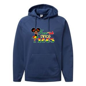 Cute Black Girl Juneteenth Freeish Since 1865 Black History Gift African Pride Performance Fleece Hoodie