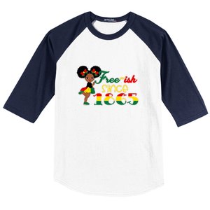 Cute Black Girl Juneteenth Freeish Since 1865 Black History Gift African Pride Baseball Sleeve Shirt