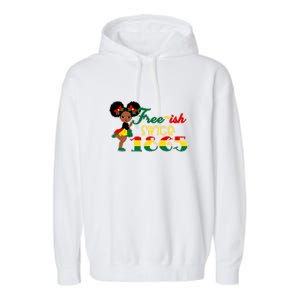 Cute Black Girl Juneteenth Freeish Since 1865 Black History Gift African Pride Garment-Dyed Fleece Hoodie