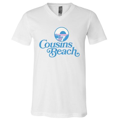 Cousins Beach Graphic White V-Neck T-Shirt