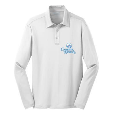 Cousins Beach Graphic White Silk Touch Performance Long Sleeve Polo