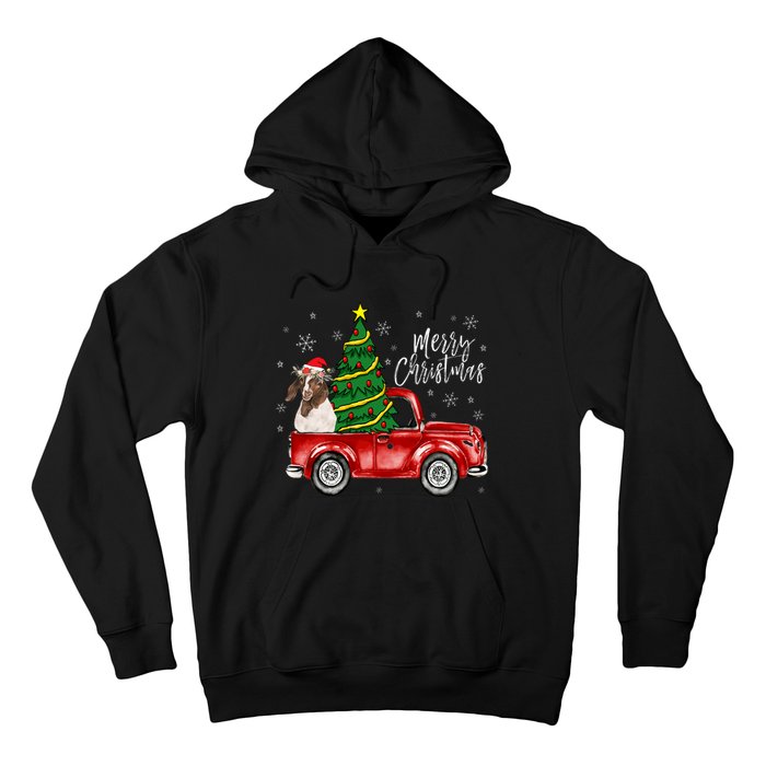 Cute Boer Goat Dog Truck Merry Christmas Goat Lover Xmas Hoodie