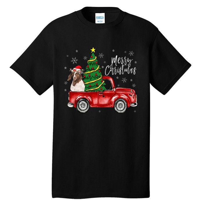 Cute Boer Goat Dog Truck Merry Christmas Goat Lover Xmas Tall T-Shirt