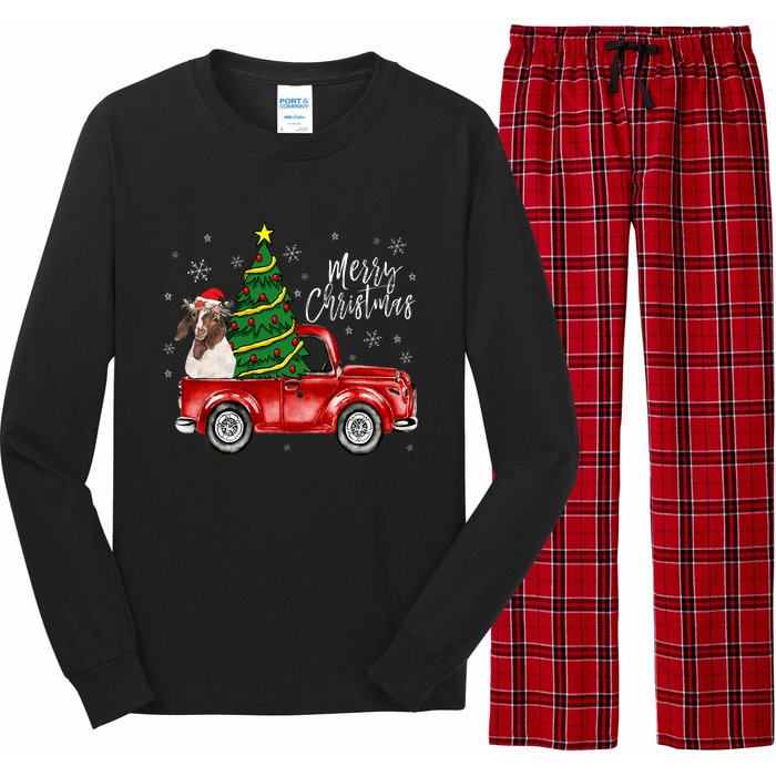 Cute Boer Goat Dog Truck Merry Christmas Goat Lover Xmas Long Sleeve Pajama Set