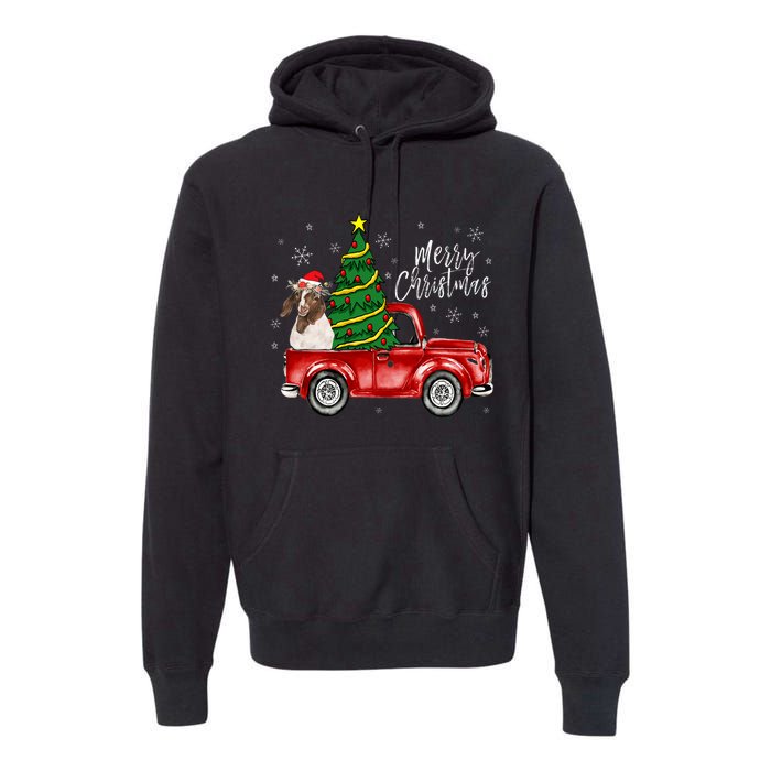 Cute Boer Goat Dog Truck Merry Christmas Goat Lover Xmas Premium Hoodie