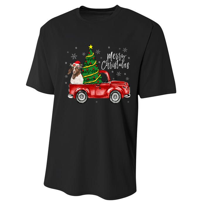 Cute Boer Goat Dog Truck Merry Christmas Goat Lover Xmas Performance Sprint T-Shirt