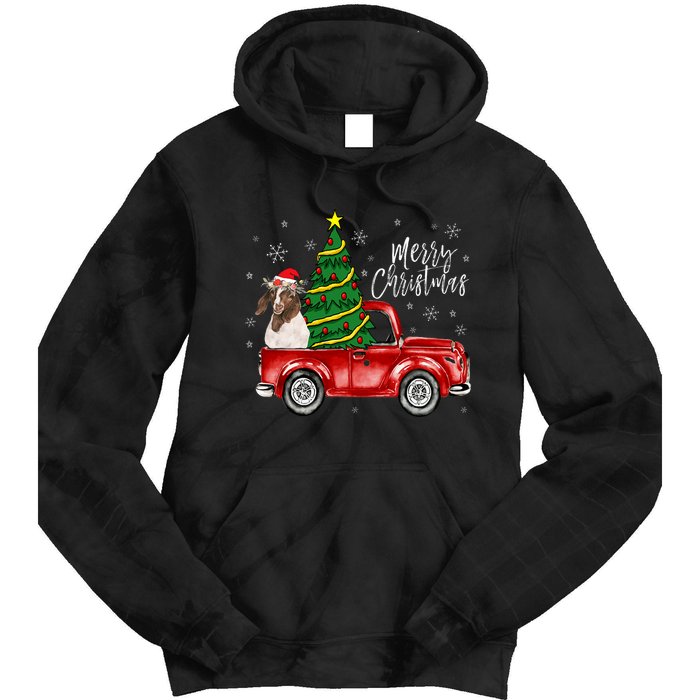 Cute Boer Goat Dog Truck Merry Christmas Goat Lover Xmas Tie Dye Hoodie