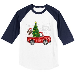 Cute Boer Goat Dog Truck Merry Christmas Goat Lover Xmas Baseball Sleeve Shirt