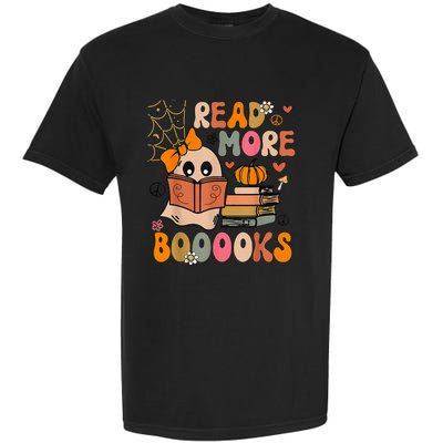 Cute Booooks Ghost Read More Books Funny Teacher Halloween Garment-Dyed Heavyweight T-Shirt