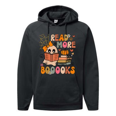 Cute Booooks Ghost Read More Books Funny Teacher Halloween Performance Fleece Hoodie