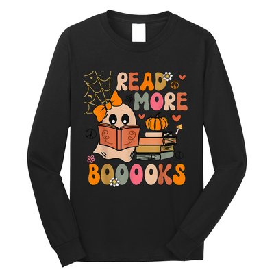 Cute Booooks Ghost Read More Books Funny Teacher Halloween Long Sleeve Shirt