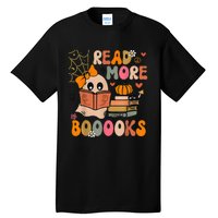 Cute Booooks Ghost Read More Books Funny Teacher Halloween Tall T-Shirt