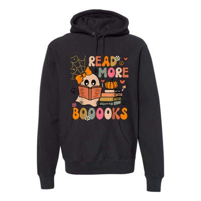 Cute Booooks Ghost Read More Books Funny Teacher Halloween Premium Hoodie