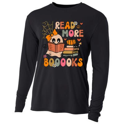 Cute Booooks Ghost Read More Books Funny Teacher Halloween Cooling Performance Long Sleeve Crew