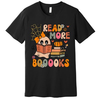 Cute Booooks Ghost Read More Books Funny Teacher Halloween Premium T-Shirt