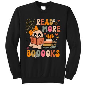 Cute Booooks Ghost Read More Books Funny Teacher Halloween Tall Sweatshirt