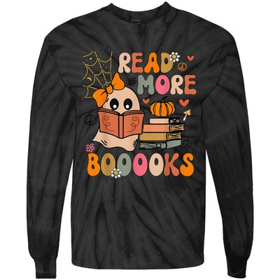 Cute Booooks Ghost Read More Books Funny Teacher Halloween Tie-Dye Long Sleeve Shirt