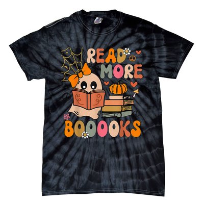 Cute Booooks Ghost Read More Books Funny Teacher Halloween Tie-Dye T-Shirt