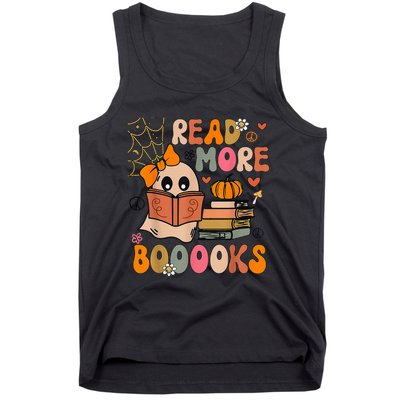 Cute Booooks Ghost Read More Books Funny Teacher Halloween Tank Top