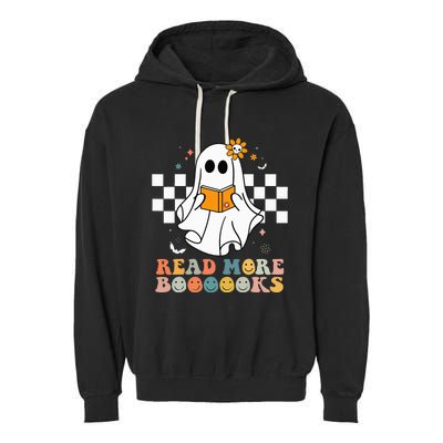 Cute Boooooks Ghost Read More Books Funny Teacher Halloween Garment-Dyed Fleece Hoodie