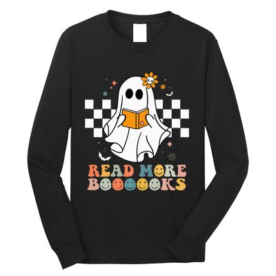 Cute Boooooks Ghost Read More Books Funny Teacher Halloween Long Sleeve Shirt