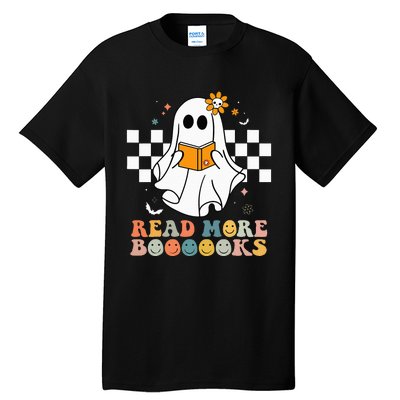 Cute Boooooks Ghost Read More Books Funny Teacher Halloween Tall T-Shirt