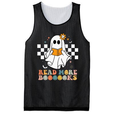 Cute Boooooks Ghost Read More Books Funny Teacher Halloween Mesh Reversible Basketball Jersey Tank