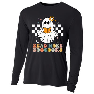 Cute Boooooks Ghost Read More Books Funny Teacher Halloween Cooling Performance Long Sleeve Crew