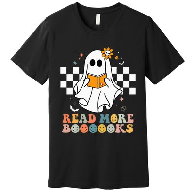 Cute Boooooks Ghost Read More Books Funny Teacher Halloween Premium T-Shirt