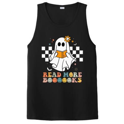 Cute Boooooks Ghost Read More Books Funny Teacher Halloween PosiCharge Competitor Tank