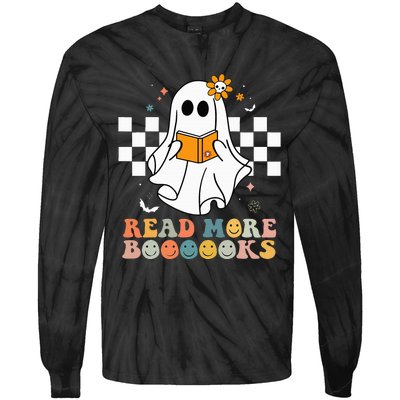 Cute Boooooks Ghost Read More Books Funny Teacher Halloween Tie-Dye Long Sleeve Shirt