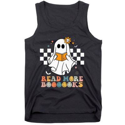 Cute Boooooks Ghost Read More Books Funny Teacher Halloween Tank Top