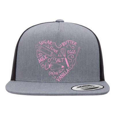 Cute Baking Gift Love Baking Cake Pastry Chef Flat Bill Trucker Hat