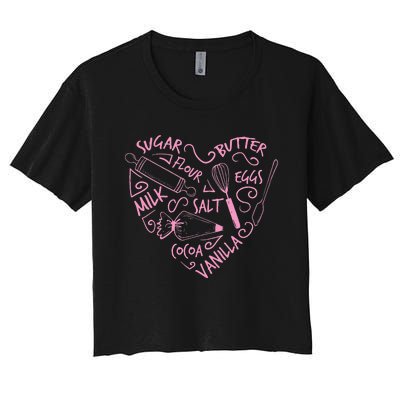 Cute Baking Gift Love Baking Cake Pastry Chef Women's Crop Top Tee