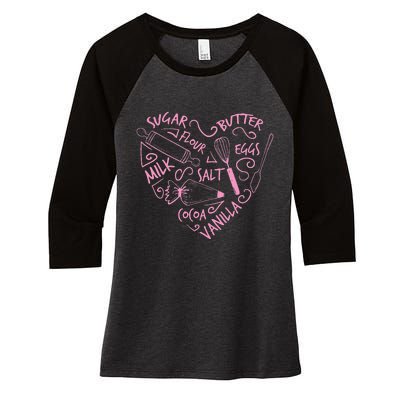 Cute Baking Gift Love Baking Cake Pastry Chef Women's Tri-Blend 3/4-Sleeve Raglan Shirt