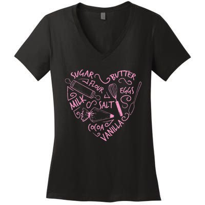 Cute Baking Gift Love Baking Cake Pastry Chef Women's V-Neck T-Shirt