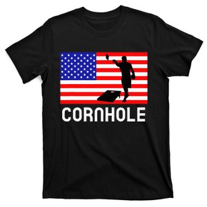 Cornhole Board Game Women American Flag Corn Hole Player T-Shirt