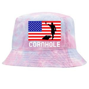 Cornhole Board Game Women American Flag Corn Hole Player Tie-Dyed Bucket Hat