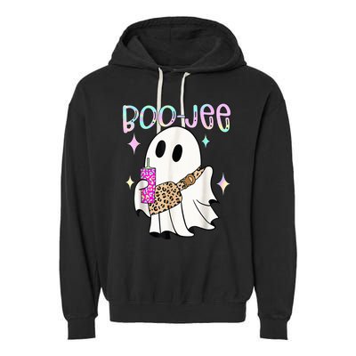 Cute Boo Ghost Spooky Funny Halloween Costume Boujee Boo Jee Garment-Dyed Fleece Hoodie