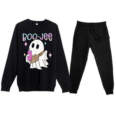 Cute Boo Ghost Spooky Funny Halloween Costume Boujee Boo Jee Premium Crewneck Sweatsuit Set