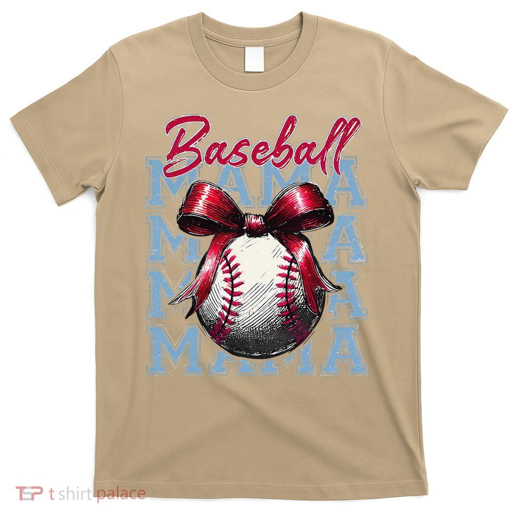 Coquette Bow Game Day Baseball Mama Softball Cheer Mom Sport T-Shirt