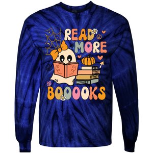 Cute Booooks Ghost Read More Books Funny Teacher Halloween Tie-Dye Long Sleeve Shirt