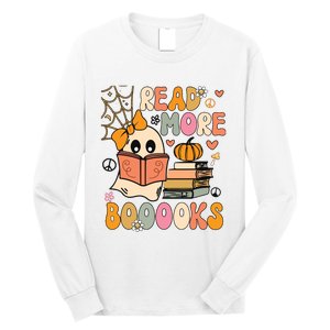 Cute Booooks Ghost Read More Books Funny Teacher Halloween Long Sleeve Shirt