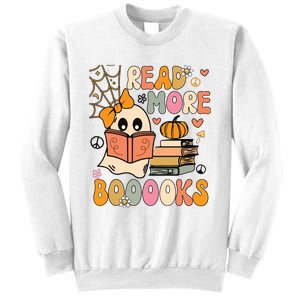 Cute Booooks Ghost Read More Books Funny Teacher Halloween Sweatshirt