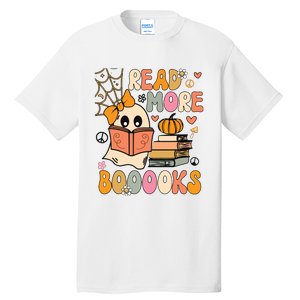 Cute Booooks Ghost Read More Books Funny Teacher Halloween Tall T-Shirt